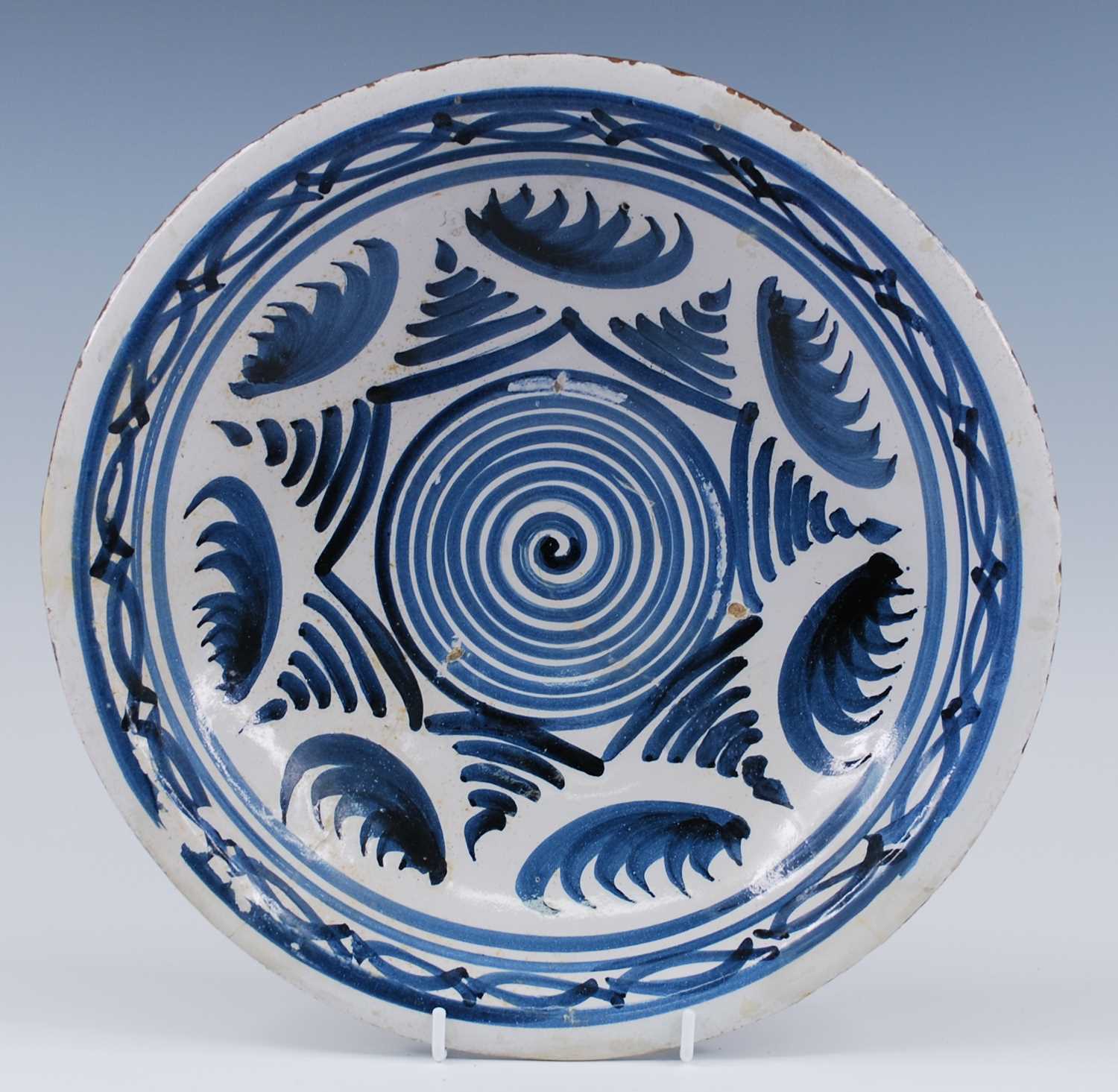 Lot 2090 - An English blue and white delftware dish,...