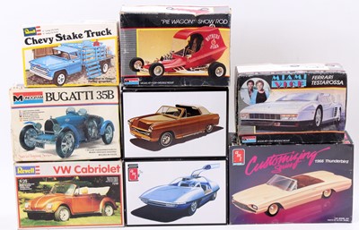 Lot 958 - 8 plastic car kits from various manufacturers,...