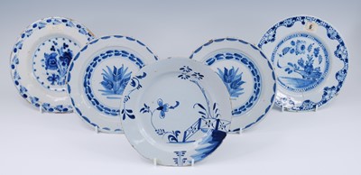 Lot 2109 - An English blue and white delftware plate,...