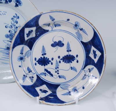 Lot 2104 - A matched set of three English blue and white...