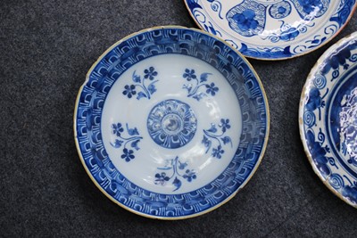 Lot 2107 - An English blue and white delftware dish,...