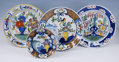 Lot 2179 - An 18th century Delft polychrome plate,...