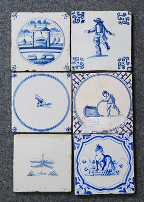 Lot 2182 - A Dutch blue and white tile, circa 1625-50,...