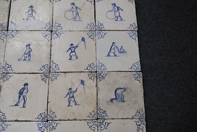 Lot 2198 - A set of twenty Dutch blue and white tiles,...