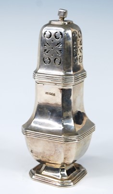 Lot 2291 - A George VI silver sugar sifter, of faceted...