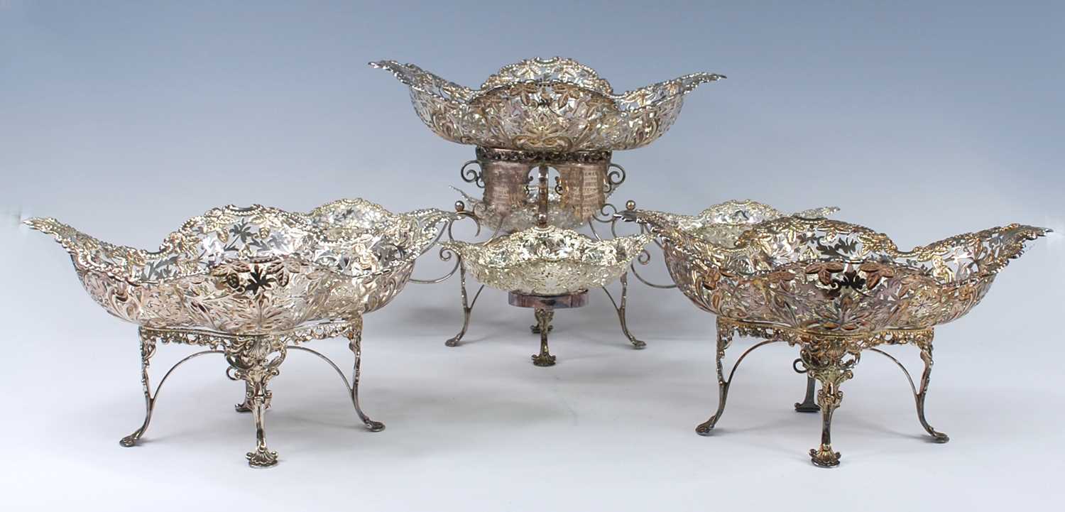 Lot 2124 - An Edwardian openwork silver and silver plate...