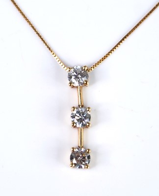Lot 2337 - A yellow metal diamond articulated bar pendant,...