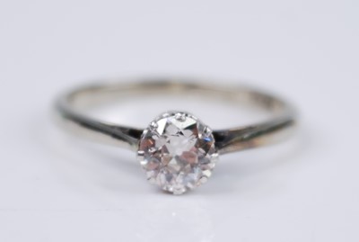 Lot 2377 - A white metal diamond solitaire ring,...
