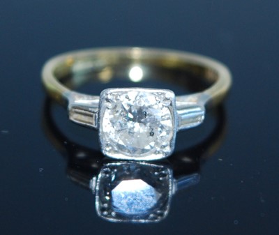 Lot 2342 - A yellow and white metal diamond solitaire...