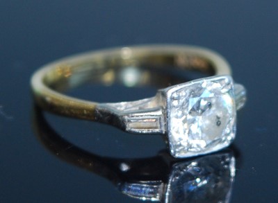 Lot 2565 - A yellow and white metal diamond solitaire...