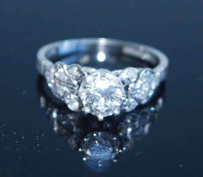 Lot 2360 - A white metal diamond solitaire ring,...