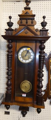 Lot 1182 - A circa 1900 Vienna walnut regulator clock,...