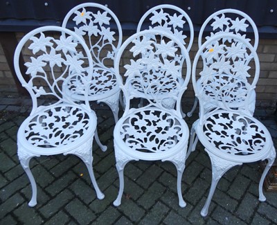 Lot 1188 - A set of six contemporary white painted floral...