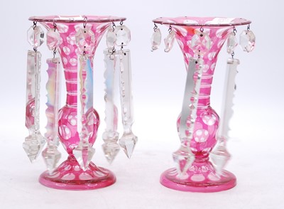 Lot 27 - A pair of 19th century ruby overlaid glass...
