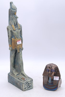 Lot 56 - A modern bronzed resin bust of Tutankhamen,...