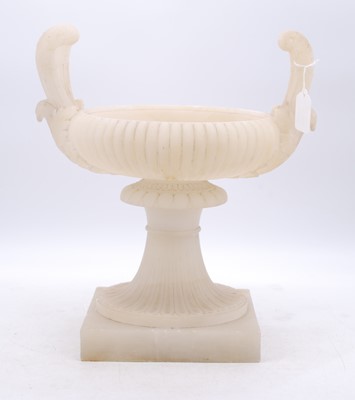 Lot 58 - A 19th century carved alabaster urn, h.37cm