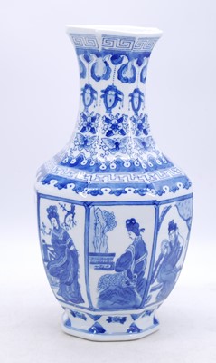 Lot 62 - A Chinese blue and white vase, of octagonal...