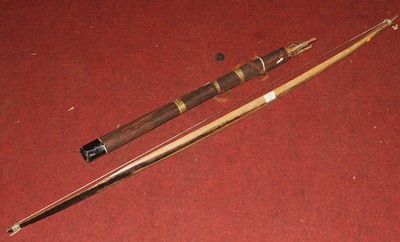 Lot 106 - A vintage bow, 123cm and a quiver of arrows