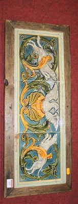 Lot 137 - A set of three 19th century majolica tiles,...