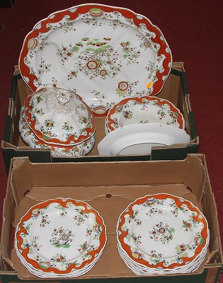 Lot 156 - A Victorian floral decorated part dinner service