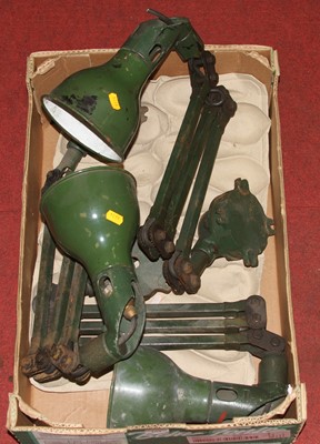 Lot 165 - A set of three vintage green enamel industrial...