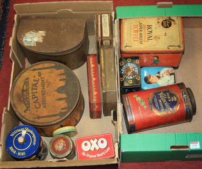 Lot 174 - Two boxes of vintage advertising tins