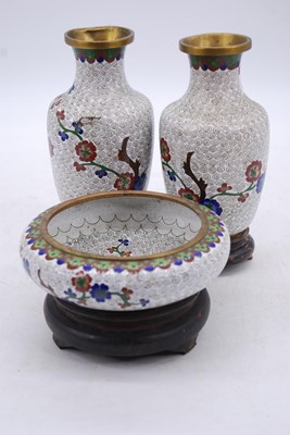 Lot 183 - A pair of Chinese cloisonne enamel decorated...