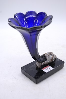 Lot 202 - A 19th century cobalt glass cornucopia vase, h....