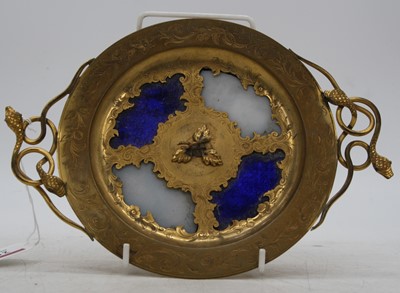 Lot 211 - A Victorian brass dish, inset with alternating...