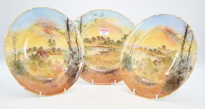 Lot 227 - A set of three Royal Doulton painted porcelain...