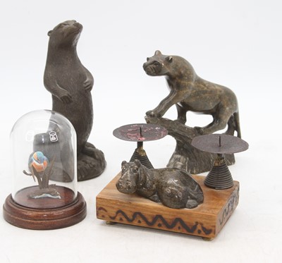 Lot 231 - A bronzed resin model of an otter, h.17.5cm;...