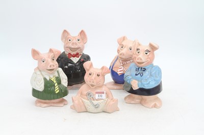 Lot 232 - A set of five Wade Natwest advertising piggy...