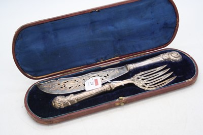 Lot 254 - A Victorian silver fish serving set, London...