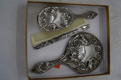 Lot 256 - A white metal three-piece dressing table set