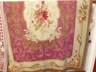 Lot 1197 - A Continental floral needlework pink and cream...