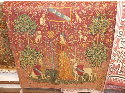 Lot 1200 - A Continental needlework decorated wall...