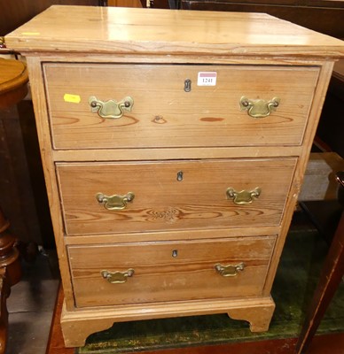 Lot 1241 - A 19th century pine small chest of three long...