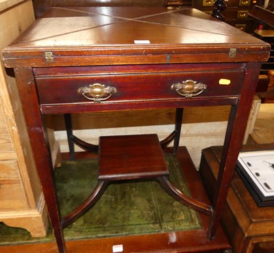 Lot 1242 - An Edwardian mahogany envelope card table,...