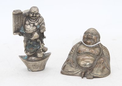 Lot 469 - An Eastern white metal model of a seated deity,...