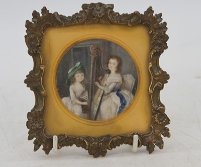 Lot 471 - A 19th century double portrait miniature,...