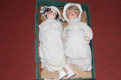 Lot 513 - Two vintage German bisque headed dolls