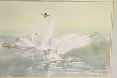 Lot 1020 - Leslie Marsh - Swans, watercolour, signed...