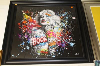 Lot 1026 - After S Binet - Marilyn Monroe, mixed media,...