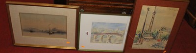 Lot 1034 - J Bromley Davenport - watercolour; David...