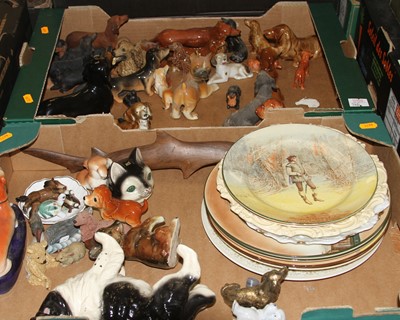 Lot 554 - Two boxes of ceramics, to include models of dogs