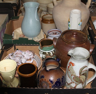 Lot 556 - Two boxes of ceramics, to include a Poole...