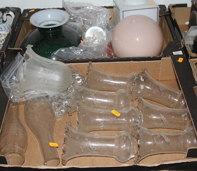 Lot 597 - Two boxes of vintage glass light shades