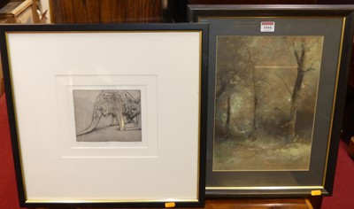 Lot 1044 - Contemporary school - Wallaby, etching, signed...