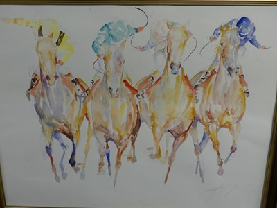 Lot 1046 - Jacquie Jones (b.1961) - The Final Furlong,...