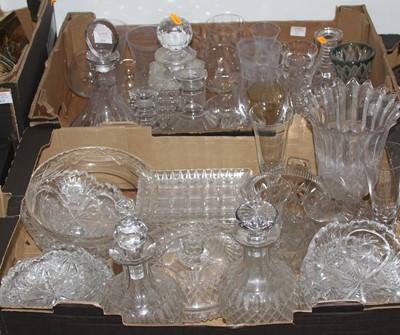 Lot 616 - Two boxes of glassware to include decanters...